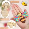 80Pcs Unfinished Wooden Cutouts,8 Styles Wood Butterfly Flower Bee Slices,Blank Wooden Paint Crafts Unfinished Wood Cutouts,DIY Wooden Paint Crafts for Kids Painting School Home Holiday Party Supplies