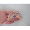 Medium rose gold metal crystal filigree hair claw clip (Primary color: Multi-color)