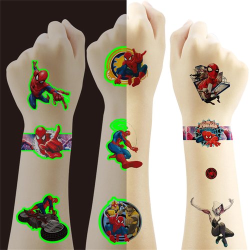 60pcs Temporary Spider Tattoos for Kids, Birthday Party Supplies, Party Favors Fake Tattoos Stickers,Birthday Decorations Party Game Activities Reward Gifts.