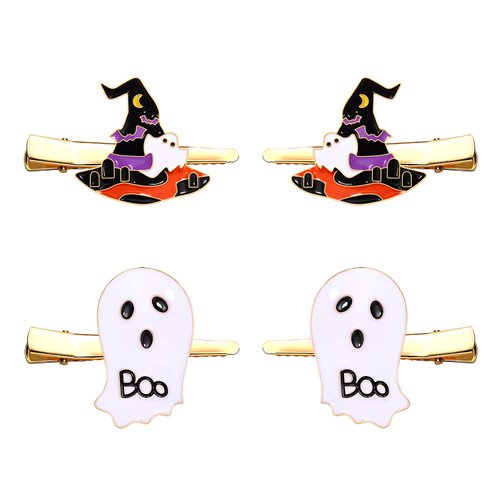 Halloween Hair Clips for Women Cute Boo Ghost Pumpkin Jack O'Lantern Witch Hat Harpins Halloween Hair Accessory Jewelry Gifts for Women
