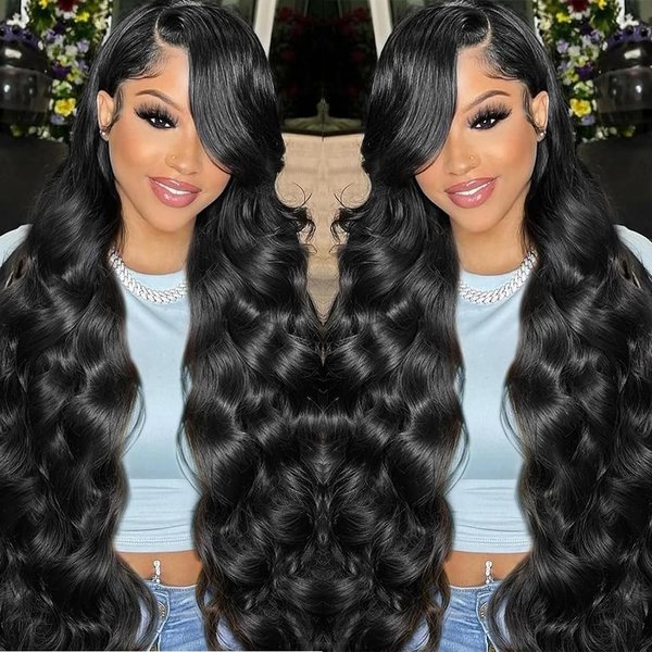 Hsxdm Body Wave Lace Front Wigs Human Hair Pre Plucked with Baby Hair 180% Density HD Transparent 13x4 Lace Frontal Human Hair Wigs for Women Natural Black 26 Inch