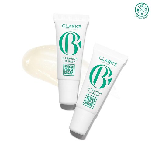 Clark's Botanicals Travel Size Mini Ultra Rich Lip Balm: Plumping Moisturizer with Collagen and Shea, Mango & Avocado Butter + Vitamin E, Stimulating Organic Lip Treatment | 0.14 fl oz (Pack of 2)