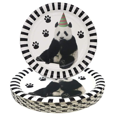 Pandecor Panda Party Supplies, 50 Pack 7 Inch Panda Disposable Paper Dessert Plates for Kid's Panda Themed Birthday Party Supplies
