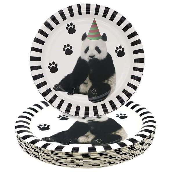Pandecor Panda Party Supplies, 50 Pack 7 Inch Panda Disposable Paper Dessert Plates for Kid's Panda Themed Birthday Party Supplies