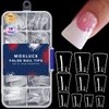 Moxluck Duck Nail Tips,Clear Curved False Nail Tips 140Pcs Duck Acrylic Nails, Wide Short French Fake Nails For Extensions Home DIY Nail Tips Art