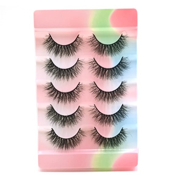 Mink Lashes Bulk tray 3D 15mm Natural Eyelash Soft Wispy Lashes Five Pairs (15mm D03)