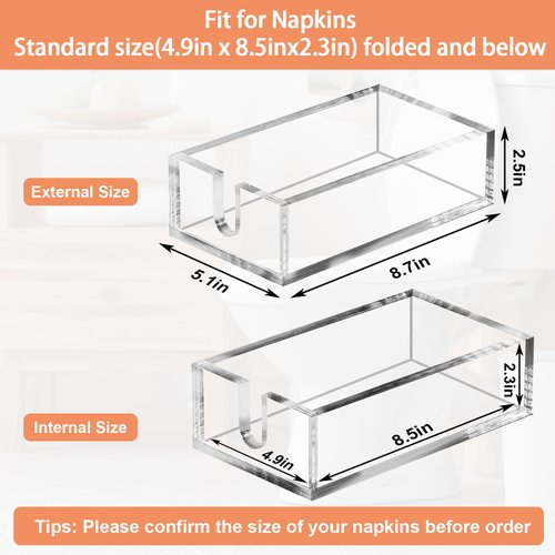 Napkin Holder, Acrylic Napkin Holder for Table, Guest Towel Holder, Napkin Holder, Napkins Dispenser for Bathroom Kitchen Dining Table Party Hotel Restaurant decor(8.7 x 5.1 x 2.5inch)