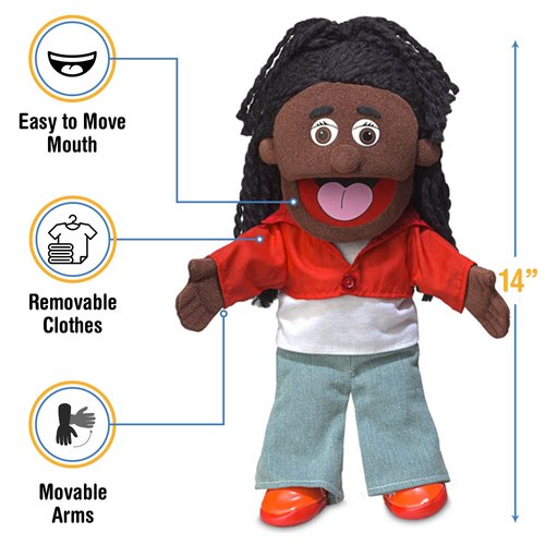 14" Sierra, Black Girl, Hand Puppet