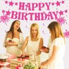 Pink Disco Birthday Party Decorations, Pre-Strung Pink Happy Birthday Banner for Girls - 7PCS Birthday Party Banner Decorations Kids Woman Hanging Swirls Decorations Supplies Birthday Party Decor