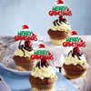 Rsstarxi 24 Pack Merry Christmas Cupcake Toppers Red Green Glitter Santa Hat Merry Christmas Cupcake Picks for Christmas Theme Xmas Holiday Kids Birthday Party Cake Decorations Supplies