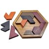 Wooden Hexagon Puzzle for Kid Shape Pattern Block Brain Teaser Puzzles Wood Block Puzzle Geometric Tangram Puzzle Blocks Game STEM Montessori Educational Gift for Kids (Classic Brown)