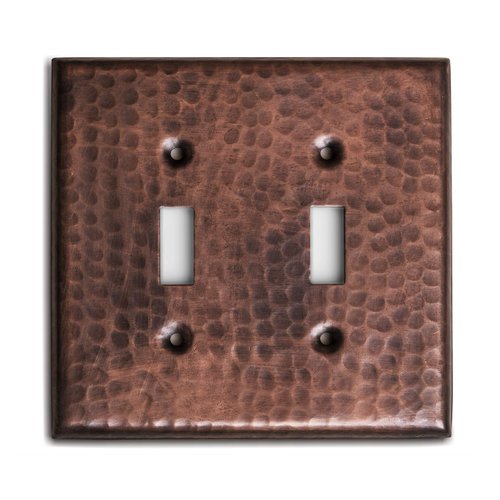 Monarch Abode 17008 Double Switch Hand Hammered Toggle Decorative Wall Plate Switch Plate Outlet Cover, 2-Gang, Pure Copper