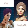 SATINIOR 4 Pieces African Headwrap Turban for Black Women Hair Bonnet Hair Wrap Head Scarf Headwrap Hat(Purple, Black, Navy, Camel)