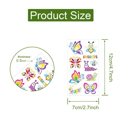 Insect Temporary Tattoo for Kids,10 Sheets Luminous Cute Reptile Bug Nature Waterproof Glow In The Dark Tattoo Sticker for Birthday Party Favors Goodie Bags Stuffers Party Fillers