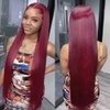 Estelle Wig 13x6 Burgundy Silk Straight Human Hair Wigs Glueless Lace Front Hair 150% Density Pre Plucked Hair for Black Women (14inch, 13x6 lace front wig)