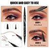 Microblading Eyebrow Pen Waterproof - Eyebrow Pencil Magical 2-in-1 Dual-Ended Eye Brow Pencils for Women with 4-Fork-Tip & Precise Brush-Tip & Eyebrow Brush, Natural Hair Like Strokes (Light Brown)