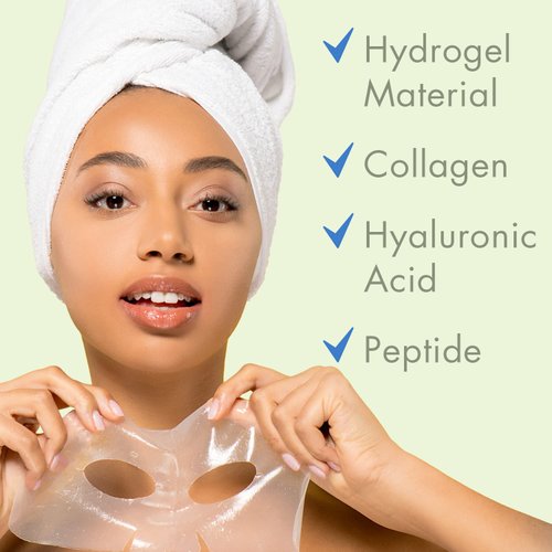 Ebanel 10-Pack Hydrogel Collagen Mask for Face, Instant Brightening Hydrating Face Mask Sheet Mask for Firming, Lifting Anti Aging Anti Wrinkle with Hyaluronic Acid, Peptide, Aloe Vera, Vitamin C & E