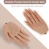 Practice Hand for Acrylic Nails with 500 Pcs Nails,Silicone Nail Practice Hand Stand, Flexible Bendable Nail Training Mannequin Hand for Nails Practice Nail Art Tools Single Right Hand Nude