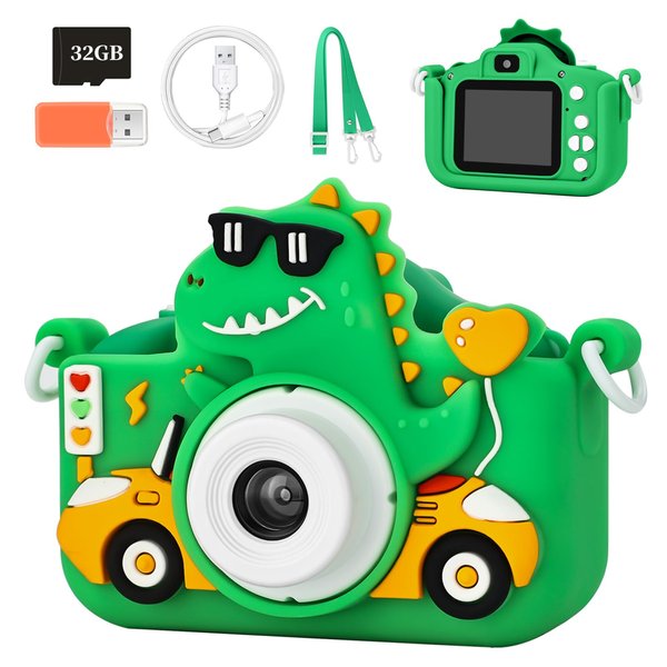 Knagsfa Kids Camera Toys for 3-12 Year Old Girls Boys,Children Digital Video Camcorder Camera with Cartoon Soft Silicone Cover, Best Chritmas Birthday Festival Gift for Kids - 32G SD Card Included
