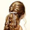 CustomyLife 2Pcs Beige Lace Hair Bow Clips Cute Coquette Snap Barrettes Bowknot Hair Ribbon for Women Christmas Valentines Wedding Prom Decorative Accessories
