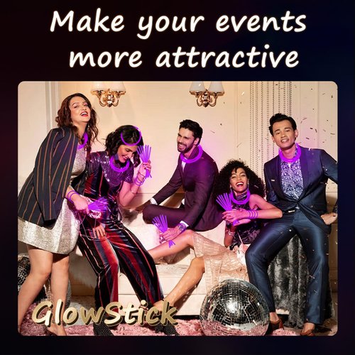 UURM 75 Glow Sticks Bracelets and Necklaces, 8'' Glowsticks Bulk Pack Bright Glow in the Dark Party Supplies for Kids (Purple)