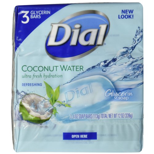 Dial Skin Care Bar Soap, Coconut Water, 4 Ounce (Pack of 3)