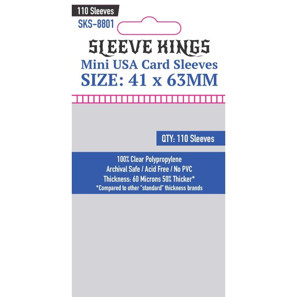 Sleeve Kings Mini USA Card Sleeves (41x63mm) - 110 Pack, 60 Microns