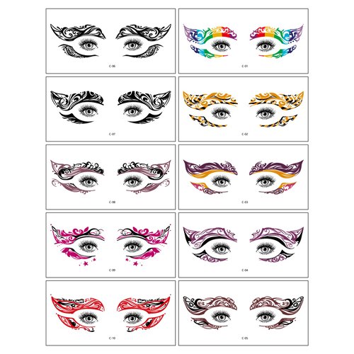 10 Sheets Halloween Face Tattoos Halloween Face Temporary Tattoos Stickers for Women Girls Halloween Masquerade Party