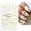 3 Pieces French Tip Line Nail Art Stickers 3D Simple Lines Nail Stickers Rose Gold Metal Stripes Letter Adhesive Decals Curved Gel Nail Art Polish Sliders Manicure Foils Decor Accessories Craft