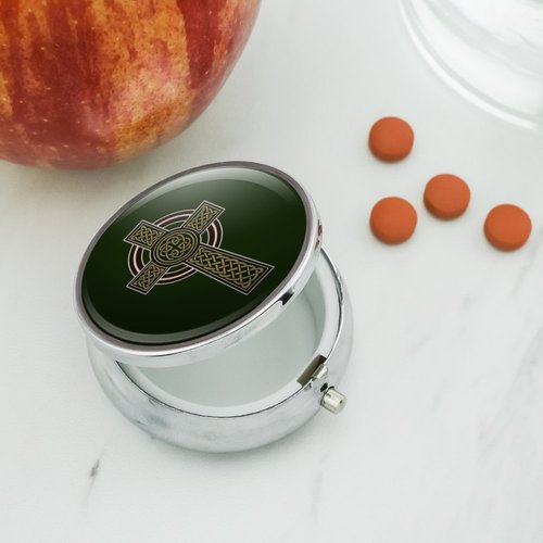 Celtic Christian Cross Irish Ireland Pill Case Trinket Gift Box