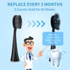 Replacement Toothbrush Heads for Burst Sonic Toothbrush with Dust Cover Caps, Soft Charcoal Bristles for Deep Clean, Black, Pack of 5