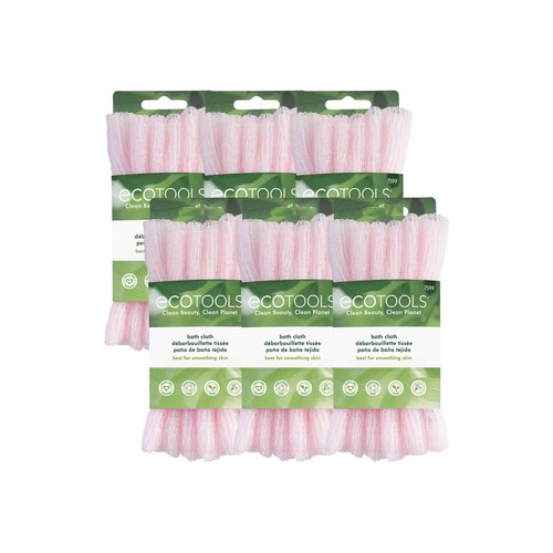EcoTools Bath Cloth, Exfoliating Washcloth For Shower & Bath, Expands Up To 3 Feet, Remove Dry Skin, Body Scrubber For Exfoliation & Deep Cleansing, Eco Friendly & Cruelty-Free, Pink, Pack of 6