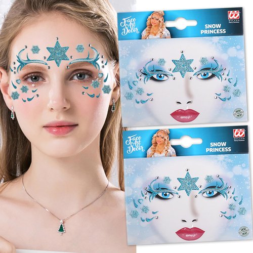 WRBAJIS Snowflake Face Tattoos Glitter Snowflake Star Temporary Tattoo Stickers Face Eyes Gems Stickers for Women Girls Christmas Makeup Halloween Party Supplies 2Pcs