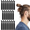 Teaaha Hair Ties 20 PCS, Black Knotted Hair Ties for Guys, Men's Long Hair Ties, Curly Thick Elastic Hair Bands, No Crease Man Bun Hair Tie, Perfect Hairties for Men