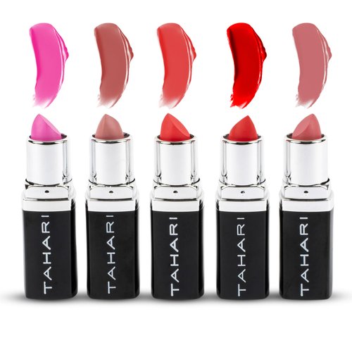 VOTUM Tahari Lipstick Set, Super Lustrous 5 Piece Gift Set, Multi-Finish, Cream Pearl & Matte, Pack of 5 (Nude)