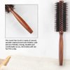 Boar Bristle Round Brush，Natural Bristle Hair Brush Wooden Handle Styling Brush Prevents Tangles and Anti-Static for Hair Blowing, Styling, Curling, Detangling and Straightening(size:22.3x4.7cm)
