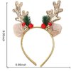 SARATA Christmas Headbands for Women Glitter Powder Bell Hair Hoop Elk Hair Band Reindeer Antlers Headband Women Girls Hair Access Headdress for Party 1PCS (Golden)
