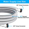 Dishwasher Installation Kit - 6 FT Premium Stainless Steel Braided Dishwasher Hose kit,Food Grade PEX Inner Tube Dishwasher Water Supply Line with 3/8"x3/8"MIP Elbow,3/8"x 3/4" FHT Elbow
