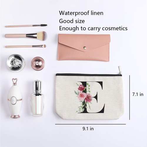 kdxpbpz Initial Makeup Bag, Personalized Gifts for Women, Bridesmaid Gifts, Birthday Gifts for Women Mom, Gifts for Best Friend, Bride Bridesmaid Cosmetic bag (Letter E)