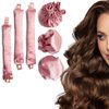 EwiutoijngiQan Satin Heatless Hair Curlers with Caps, Soft Overnight Curling Headband for All Hair Types (pink)