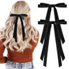 2PCS Velvet Hair Bows Ribbon Hair Clip Black Ponytail Holder Accessories Slides Metal Clips Hair Bow for Women Girls Toddlers Teens Kids