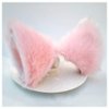 Cat Ears Hair Clips Fox Ears Barrettes Women Furry Fur Cat Headpiece Holiday Hair Pins Sweet Halloween Party Decoration Headband Anime Cosplay Costume Kitty Kitten Hair Accessories Pink - White
