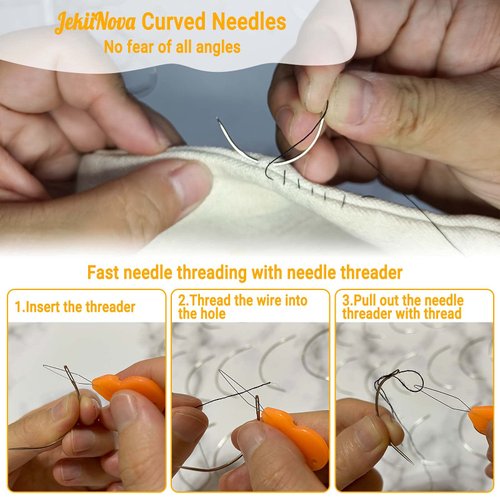 50 PCS Curved Needles, Curved Sewing Needles for Leather Projects Carpet or Canvas Repairing Wig Making Upholstery Weaving Needles Embroidery Needles for Hand Sewing