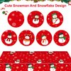 3 Pcs Christmas Tablecloth - Snowman Christmas Table cover, Disposable Plastic Rectangle Xmas Snowman Snowflakes Party Table cloths for Christmas Table Decorations and Party Supplies, 54 x 108 Inch