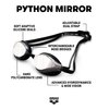 Arena Python Racing Swim Goggles for Men and Women, UV Protection, Anti-Fog, Dual Strap, Mirror Lens, Silver/Black