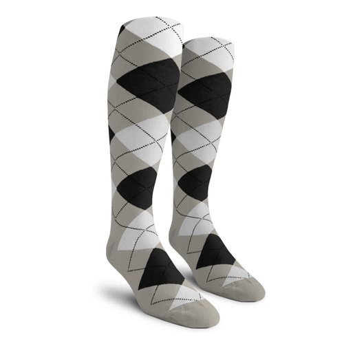 Golf Knickers Colorful Knee High Argyle Cotton Socks For Men Women and Youth - XXX: Taupe/Black/White - Mens