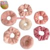 7 Pcs Hair Scrunchies Rabbit Furry Hair Ties Pom Elastic Hair Bobbles Rope Fluffy Ponytail Holder Ball Hair Band for Women Girls Hair Accessories-076-Pink
