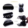 RC ROCHE ORNAMENT 12 Pcs Womens Jaw Claw Flat Clutcher Clamp No Slip Grip Strong Hold Cute Accessory Salon Styling Fashion Girls Beauty Hair Clip, Medium Black
