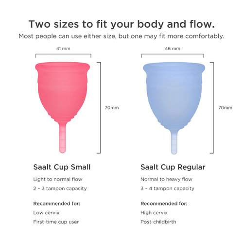 Saalt Menstrual Cup - Premium Design - Most Comfortable Period Cup - #1 Active Cup - Wear for 12 Hours - Soft, Flexible, Reusable Medical-Grade Silicone - Made in USA