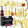 Dollhouse Musical Instruments, Miniature Violin Guitar Piano Drum Trumpet Mini Figurine Ornament for Mini House Musical Room Furnishin